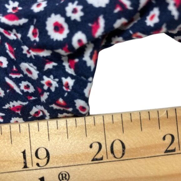 Talbots Cotton Button-Down Shirt LS Ditsy Floral Blue Red White Roll Sleeves, 12 - Picture 5 of 8